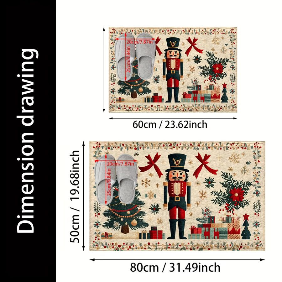 VIKAMA Weihnachts-Badematte mit Nussknacker-Cartoon-Motiv für Badezimmer und Heimdekoration - Bild 2