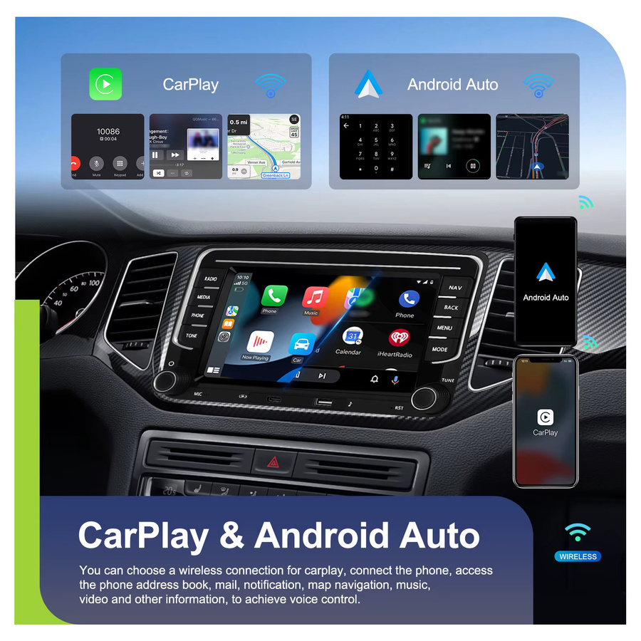 Hikity 2Din Auto Radio Multimedia Player mit 4GB RAM und 64GB Speicher in Schwarz für VW Passat Sharan Caddy Polo mit CarPlay, Android Auto, Bluetooth, DSP und Mirror Link - Bild 3