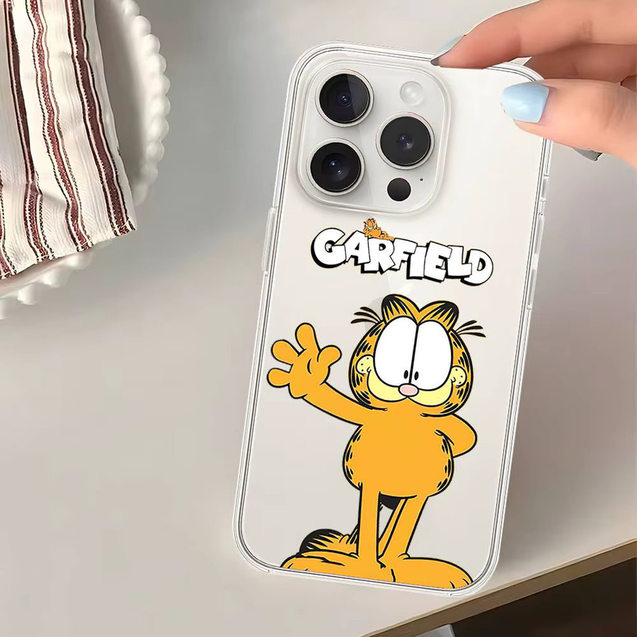 Mesuca Garfield Handyhülle für iPhone 17 16 15 14 13 12 11 Pro Max Plus X XR XS Transparent Weiche Schutzhülle - Bild 3