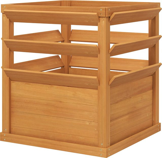 Outsunny Hochbeet Pflanzkasten mit Rankgitter aus Fichtenholz in Braun, B/T/H: 65 x 65 x 60 cm - Bild 1