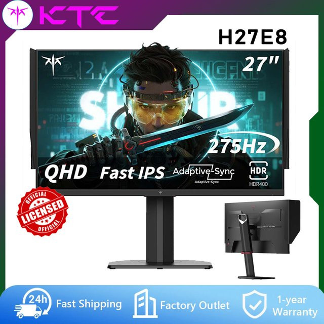 KTC H27E8 27 Zoll QHD Fast IPS Gaming-Monitor mit 240Hz bis 275Hz, 1ms MPRT, HDR400, 100% sRGB, FreeSync und G-Sync Kompatibilität, Schwarz - Bild 1