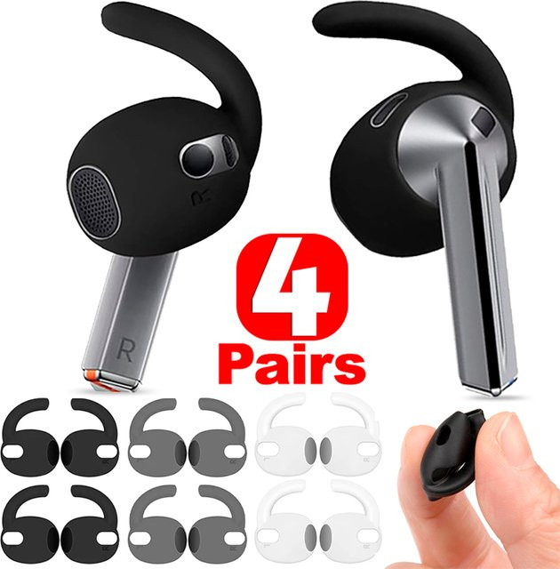 Samsung Galaxy Buds 3 Silikon-Ohrstöpsel und Sport-Ohrbügel in Schwarz und Grau - Bild 1