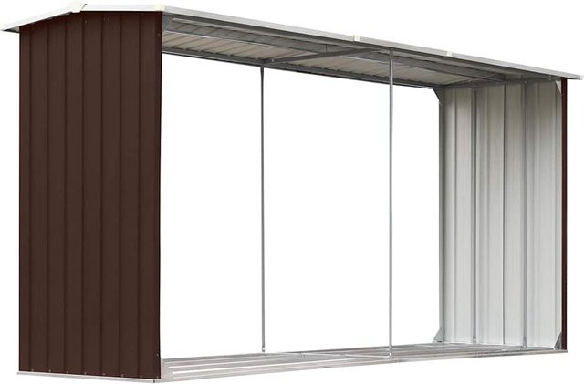 vidaXL Brennholzlager aus verzinktem Stahl in Braun, B/T/H: 330 x 92 x 153 cm - Bild 3