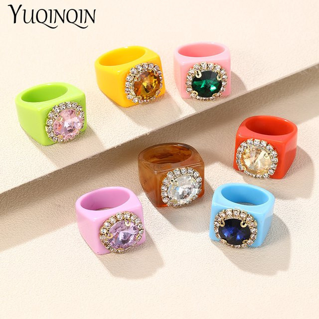 YUQINQIN Ringe Set, Bunt, Kristall, Damen - Bild 1