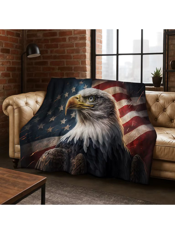 Faviora Flanelldecke United States National Bird Eagle in Multicolour, weiche und warme Decke für Schlafzimmer, Wohnzimmer oder Reisen - Bild 2