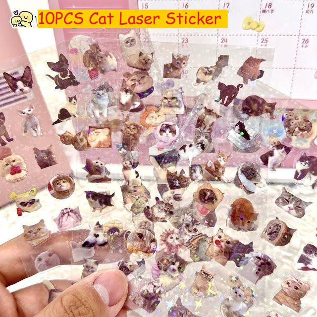 Keeppley Cartoon-Katzen-Aufkleber, transparent, multicolour, 10-teiliges Set - Bild 1