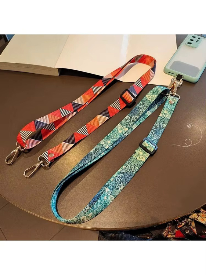 Verstellbares Canvas-Handyband im Retro-Stil als Crossbody-Halsband und Anhänger-Accessoire in Grün - Bild 2