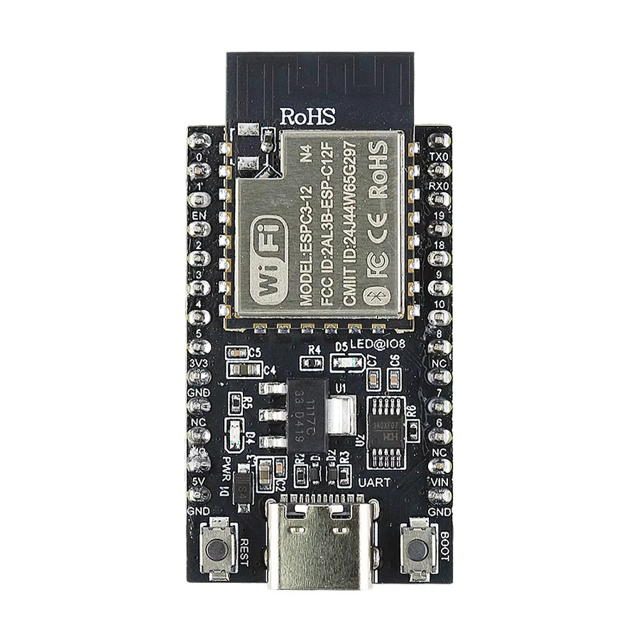 ESP32-C3 Entwicklungsboard mit RISC-V 32-Bit Single-Core, WLAN und Bluetooth, 4MB Flash, 26 Pins und USB-C Anschluss, Schwarz - Bild 3
