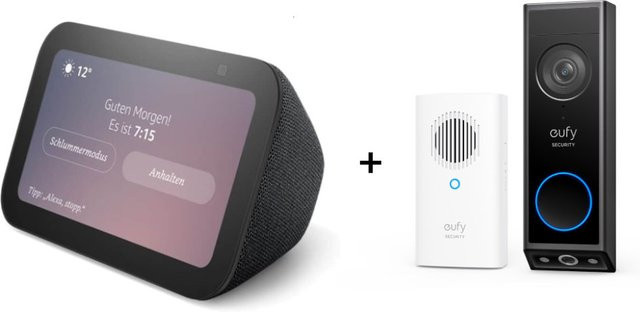 Amazon Starter Set mit Echo Show 5 (neueste Generation) und eufy Video Doorbell E340 mit Chime in Schwarz oder Weiß - Bild 1