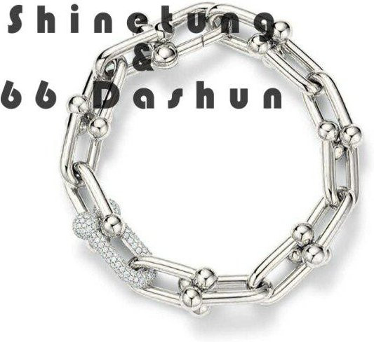 Shinetung Kettenarmband, 925 Silber, Zirkonia, Unisex, 19cm - Bild 1
