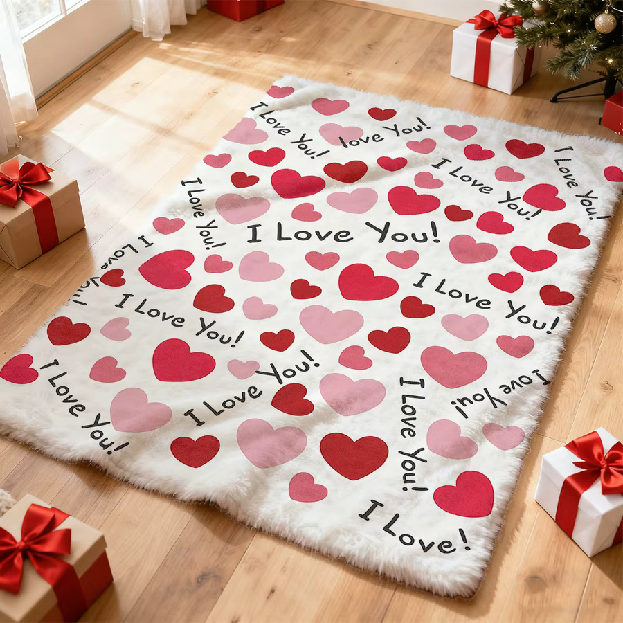 VIKAMA Überwurfdecke mit I Love You Aufdruck, weich und warm für Schlafzimmer und Wohnzimmer, B/T: 225 x 180 cm - Bild 6