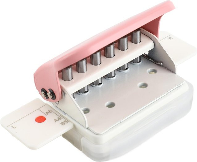 Igeteck Manuelle Stanzmaschine für A4 B5 A5 Loseblatt mit 20 26 oder 30 Löchern in Rosa und Weiß - Bild 1