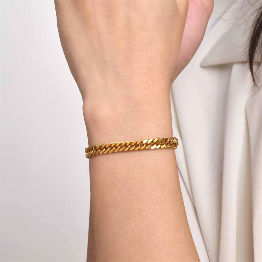 Schmuck-Set Halskette und Armband, Edelstahl, Gold, Unisex, 6,5 mm - Bild 2