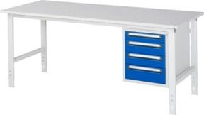 Rau Arbeitstisch Tom KM07 höhenverstellbar, Farbe: Weiß/Grau, B/T/H: 200 x 80 x 76-108 cm - Bild 1