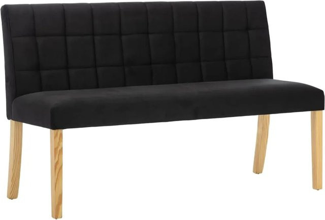 vidaXL Bank mit Stepp-Design in Schwarz aus Samt, Breite: 140 cm, Höhe: 49 cm, Tiefe: 56 cm - Bild 1