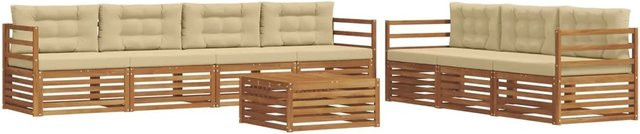 vidaXL Outdoor-Sofagarnitur aus Akazienholz mit Kissen, 8-teilig, Natur und Beige - Bild 1