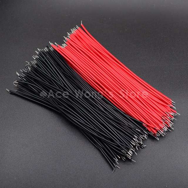 100 Stück Breadboard-Jumper-Kabel verzinnt 24AWG/26AWG in Schwarz-Rot, 10 cm Länge - Bild 1