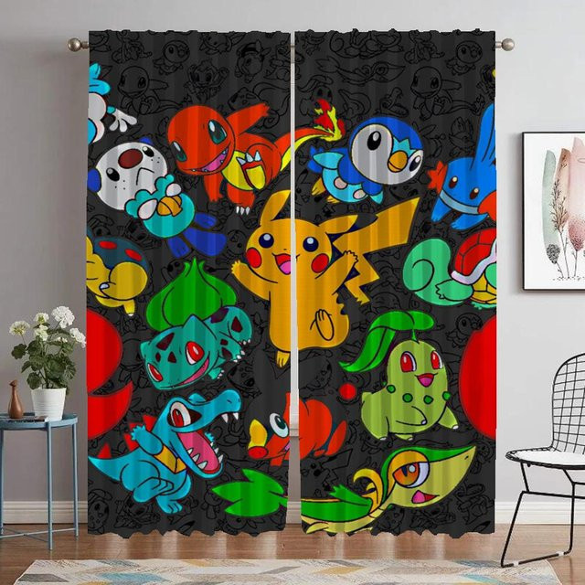 Pokemon Anti-Mücken-Vorhänge aus Polyester, 2 Paneele, Mehrfarbig, Breite: 60 cm, Höhe: 90 cm - Bild 1