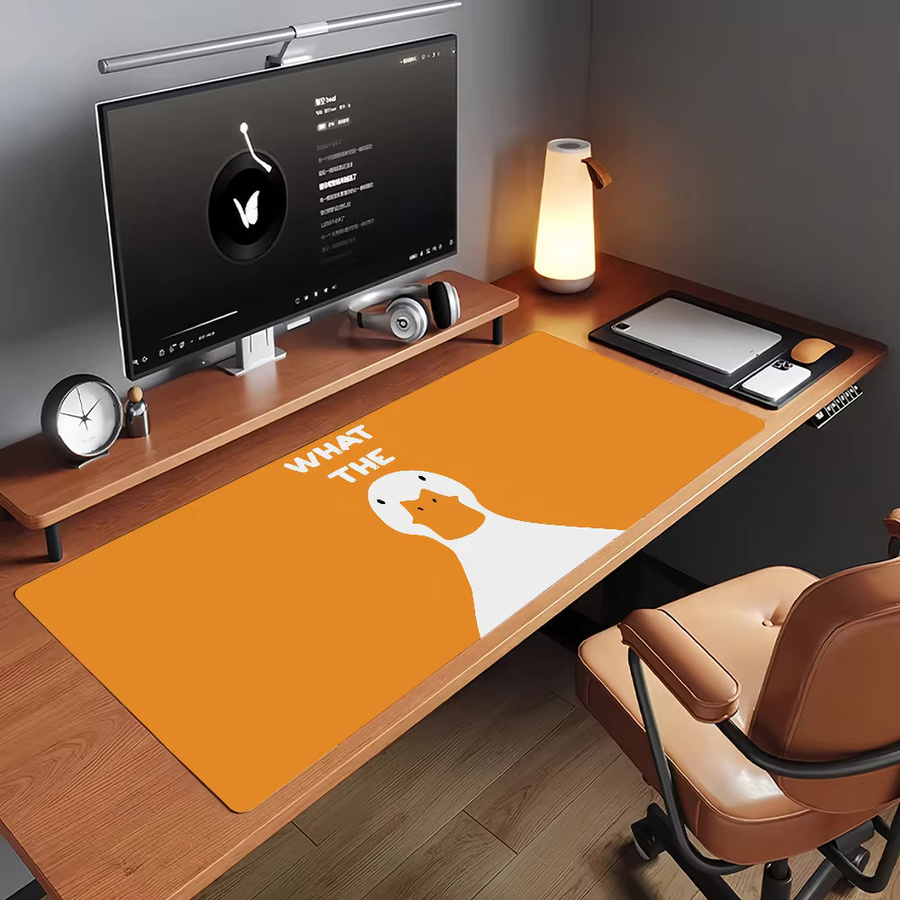 Cartoon What the Duck Mauspad in Orange, rutschfeste Gamer-Schreibtischunterlage aus Gummi für Laptop und Büro, groß - Bild 2