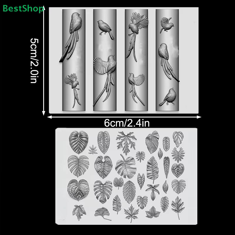 HNKMP 3D-Silikon-Nagelkunstform, Blatt-Vogel-Design, transparent - Bild 3