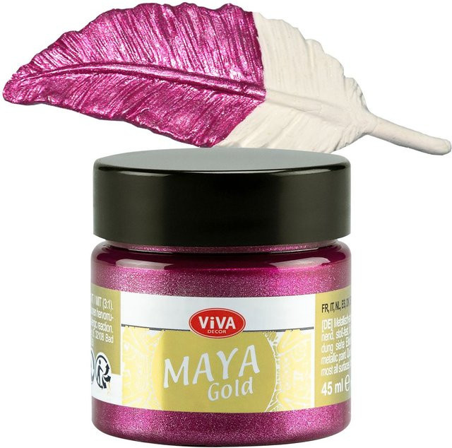 Viva Decor Maya Gold Effektfarbe in Gold und Pink mit satin glänzendem Finish, 45 ml - Bild 1