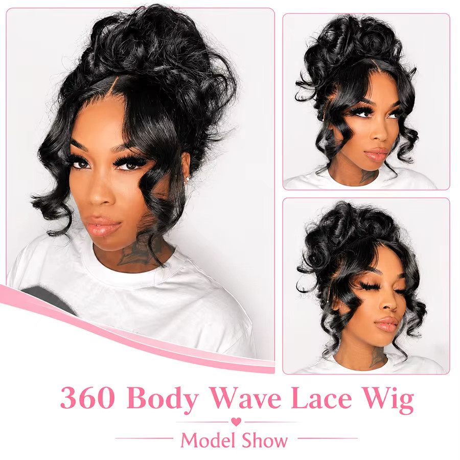 WOWANGEL 360 Full Lace Frontal Body Wave Perücke aus Echthaar, Damen - Bild 4