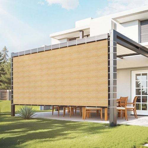 VEVOR Sonnenschutznetz Beige 3,66 x 6,10 m mit Edelstahlösen aus 160 GSM HDPE Material für Pergola, Garten und Terrasse - Bild 1