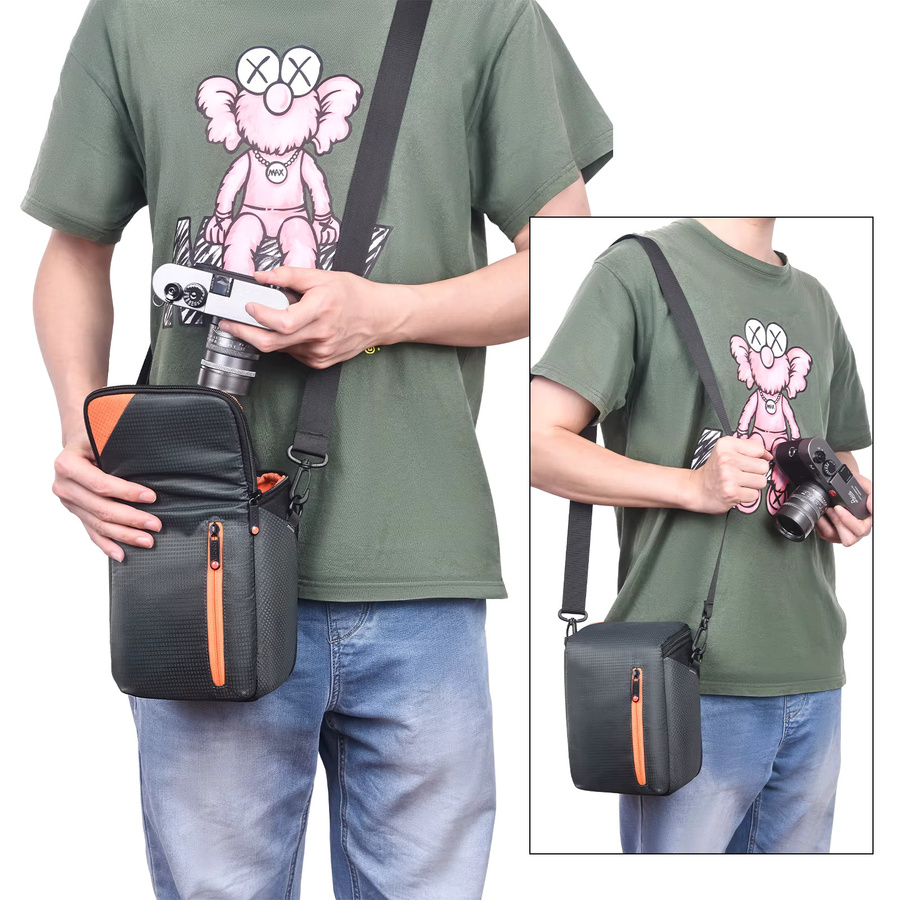 Fosoto Micro Einzeltasche in Schwarz als Schultertasche und Rucksack für Kameras von Canon PowerShot, Panasonic, Nikon und Sony - Bild 6