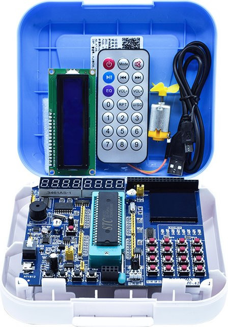 STC89C52 51-Mikrocontroller-Entwicklungsboard-Kit mit Ultraschallradar und oszillierendem Lüfter in Multicolour - Bild 1