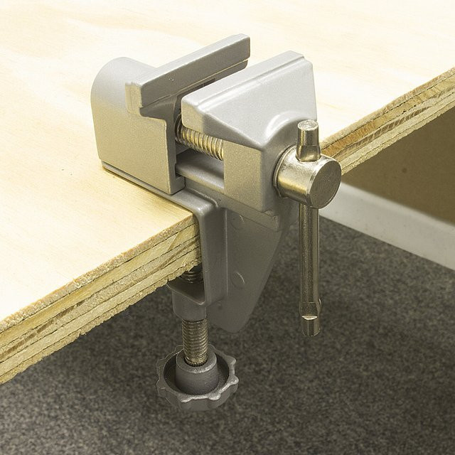 DAZZLEEX Multifunktionaler Tischschraubstock aus Aluminium in Silber für DIY und Reparaturarbeiten - Bild 1