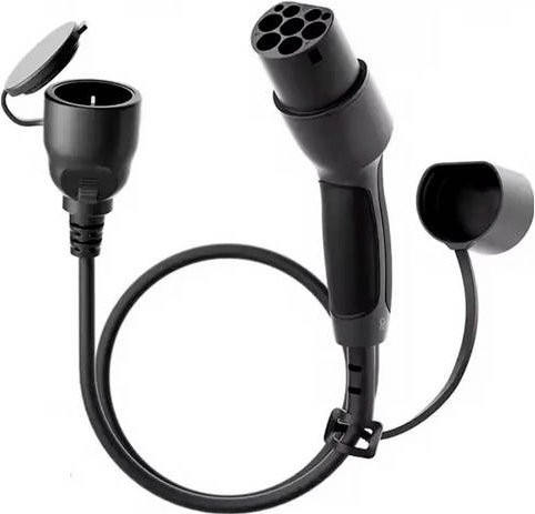 Akyga AK-SC-E28 Ladekabel-Adapter Typ 2 auf Schutzkontakt-Steckdose, Schwarz, Länge: 60 cm - Bild 1