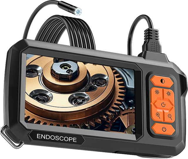 ENWOR Industrielles Endoskop mit 4,3-Zoll-IPS-Bildschirm, schwarze USB-Sonde mit 8 mm Durchmesser und 8 LEDs, wasserdichte Sanitärkamera für Auto-Inspektion und Rohrleitungen - Bild 1