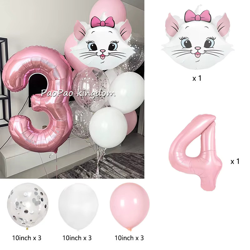 Disney Marie Katze Party-Ballon-Set aus Latex und Folie in Pink für Kindergeburtstage und Babypartys - Bild 2