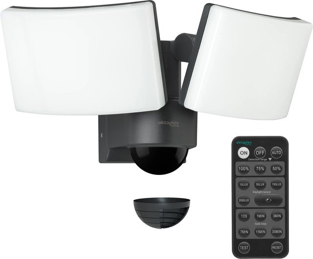 Oktaplex Cali Dos LED Außenstrahler mit Bewegungsmelder und Fernbedienung IP65 Warmweiß Anthrazit - Bild 1