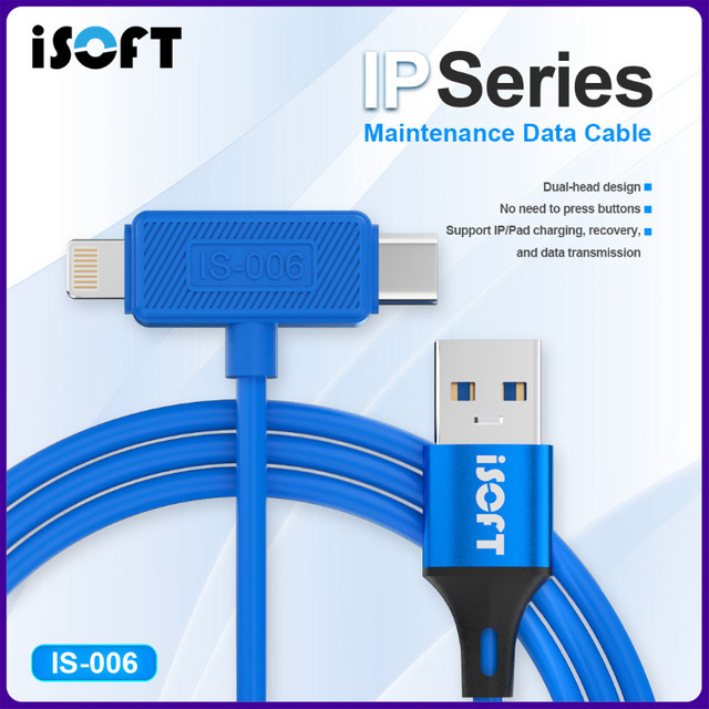 Isoft is-006 Dual-Interface Datenwiederherstellungskabel für iPhone mit USB-C und Lightning zur Bildschirmreparatur und DFU-Modus Übertragung in Lila - Bild 1