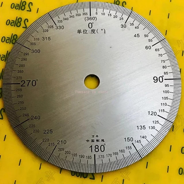 Rundes Winkelzifferblatt aus Edelstahl in Silber, 360-Grad-Winkelmesser, Durchmesser: 90 mm, Breite: 8 mm, Höhe: 2 mm - Bild 1