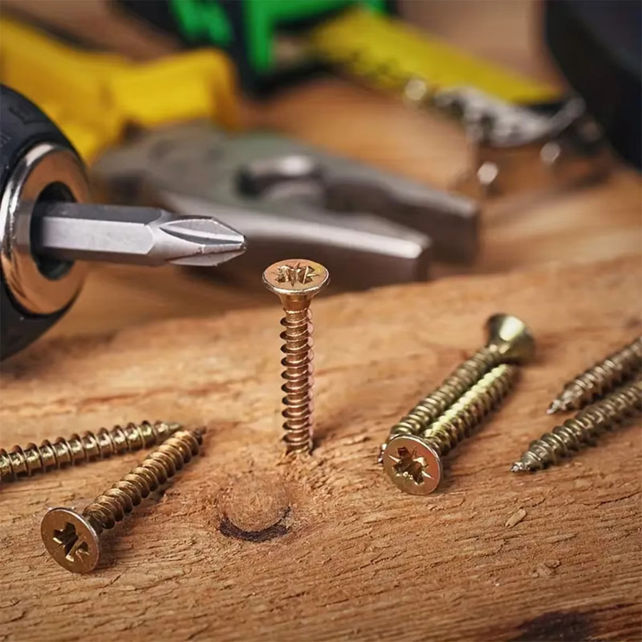 MIVM Holzschrauben-Set M3.5 M4 aus Stahl, Farbverzinkt in Gold, Phillips-Kopf Senkkopfschrauben, Selbstschneidende Metall- und Trockenbauschrauben - Bild 4