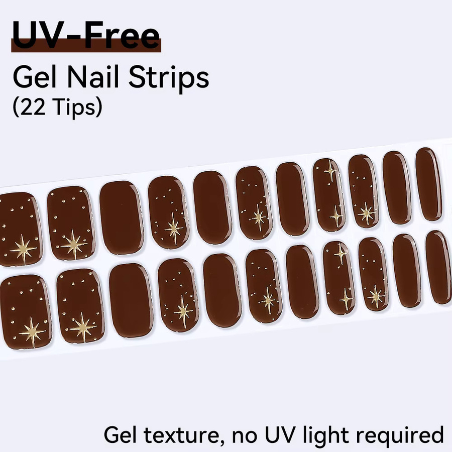 Clou Beaute Gel-Nagelstreifen, braun, glitzernd, 22 Stück - Bild 1
