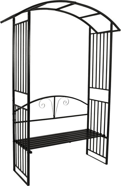 DEGAMO Rosenbogen AVIGNON mit Sitzbank aus Metall in Schwarz, H: 220 cm, B: 155 cm - Bild 1