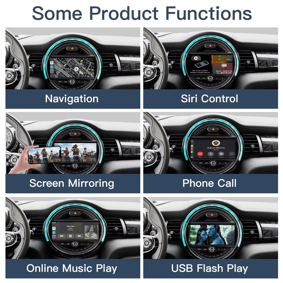 AUTOABC Kabelloses CarPlay und Android Auto Interface für Mini R55 R56 R57 R58 R59 R60 R61 F54 F55 Clubman Countryman Hardtop John Cooper F56 F57 in Schwarz - Bild 2