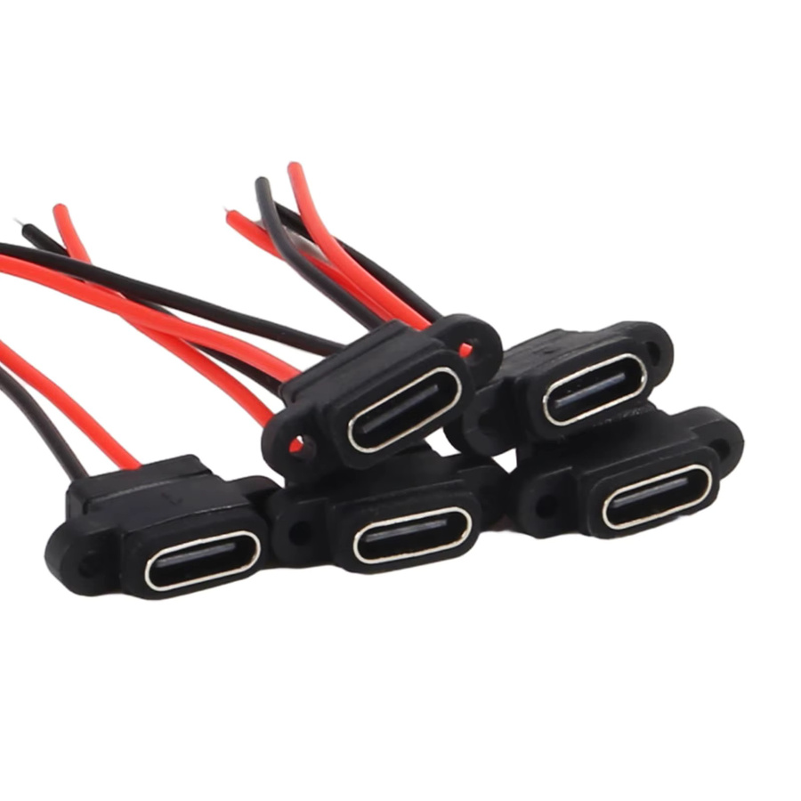 AOKIN USB-C Typ-C Weibliche Chassis Buchse Lade Port 2 Pin in Schwarz - Bild 2