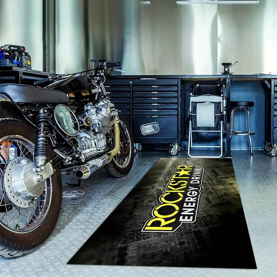 VIKAMA Rockstar Energy Pro Series Motorradmatte, rutschfeste und saugfähige Garagenmatte im Rennstil - Bild 4