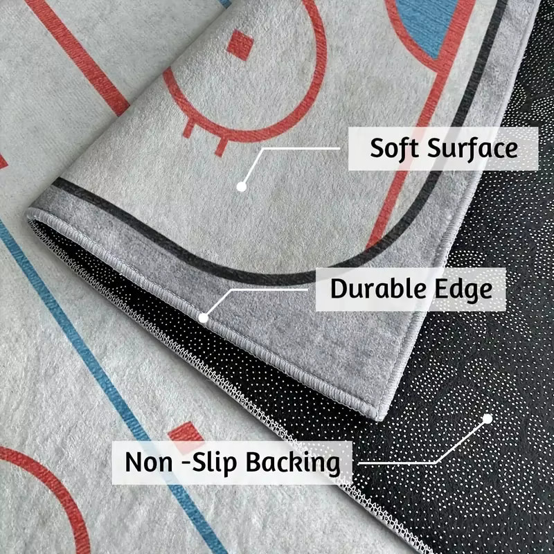 VIKAMA Eishockey-Rink-Teppich aus Kaschmirimitat, rutschfeste Bodenmatte für Wohnzimmer und Schlafzimmer, B/T: 120 x 80 cm - Bild 2