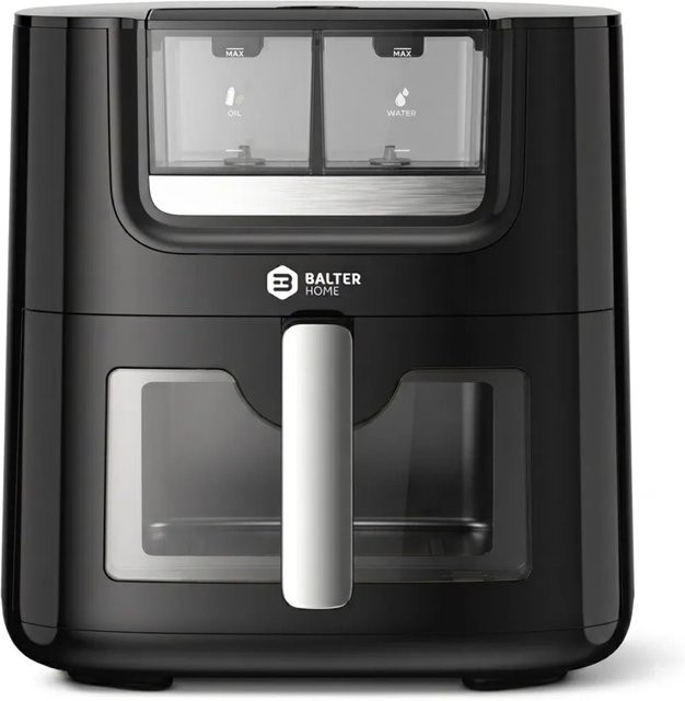Balter Heißluftfritteuse Airfryer mit Öl-Wasser-Spray Funktion, Sichtfenster und 100 Rezepten, Schwarz - Bild 1