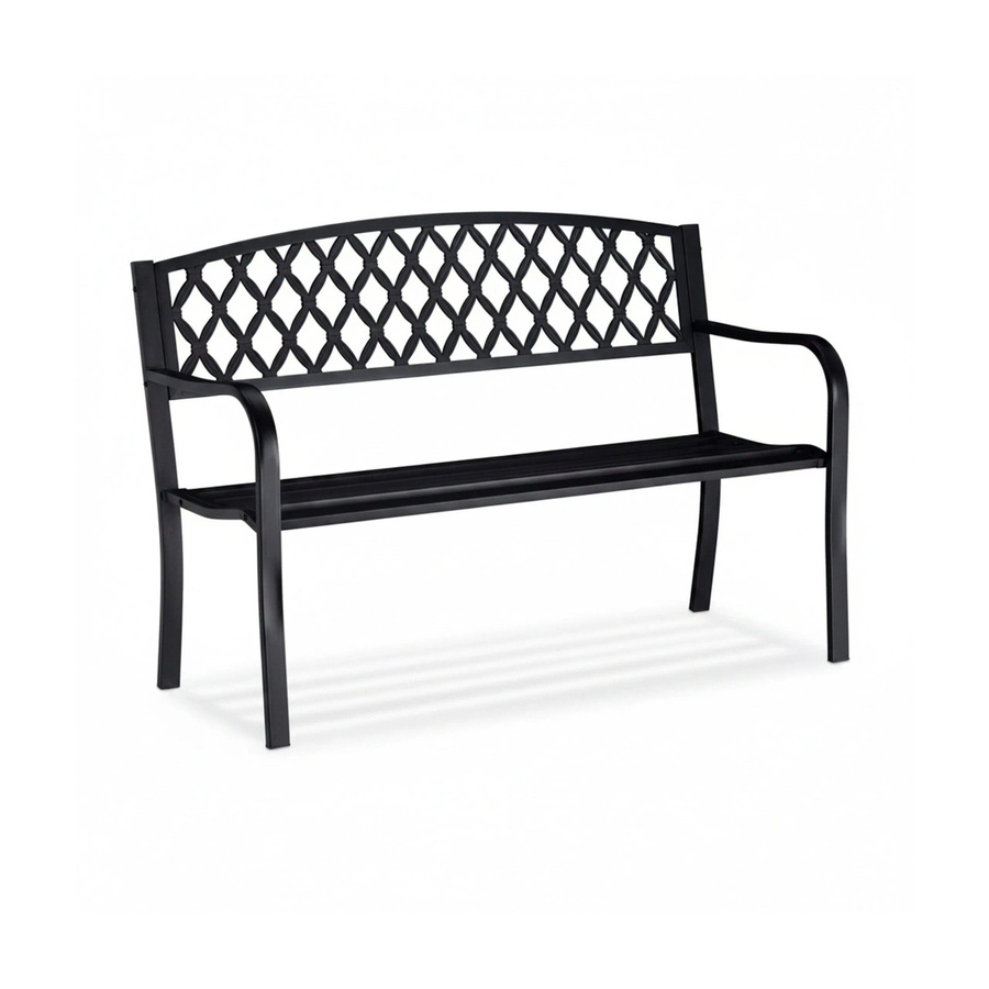 Relaxdays Gartenbank aus Gusseisen und Stahl in Schwarz mit Flechtmuster für 2 Personen, B/T/H: 127,5 x 86,5 x 58,5 cm - Bild 2