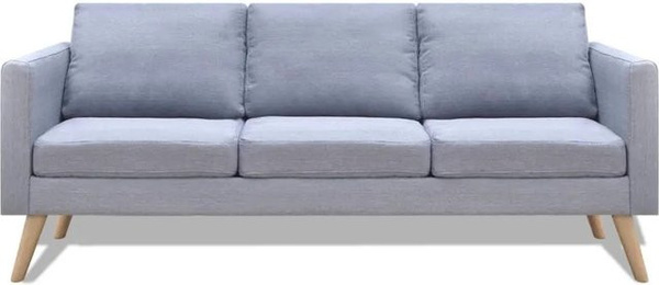 vidaXL 3-Sitzer Sofa aus Stoff in Hellgrau mit Holzrahmen und abnehmbaren Bezügen