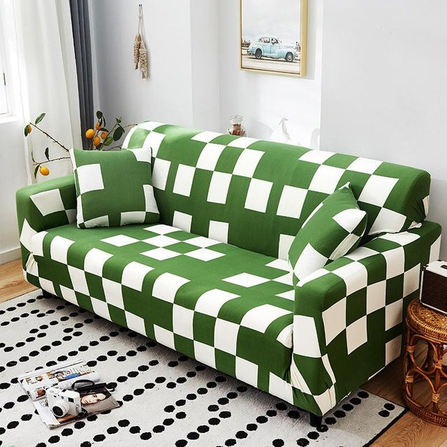 BC-Warm Home Stretch Sofabezug mit Grafikprint, Waschbarer Sofa Überwurf in Grün, Breite: 235-300 cm - Bild 1