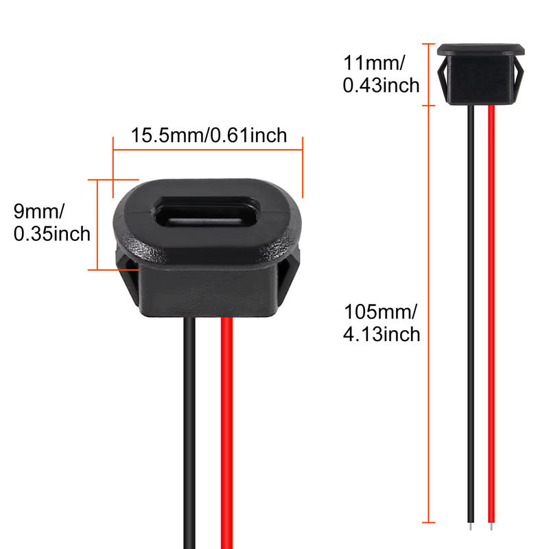 AOKIN USB-C Buchse Chassis, 2-polig, wasserdichter weiblicher Ladeanschluss mit Kartenschnalle, Schwarz - Bild 3