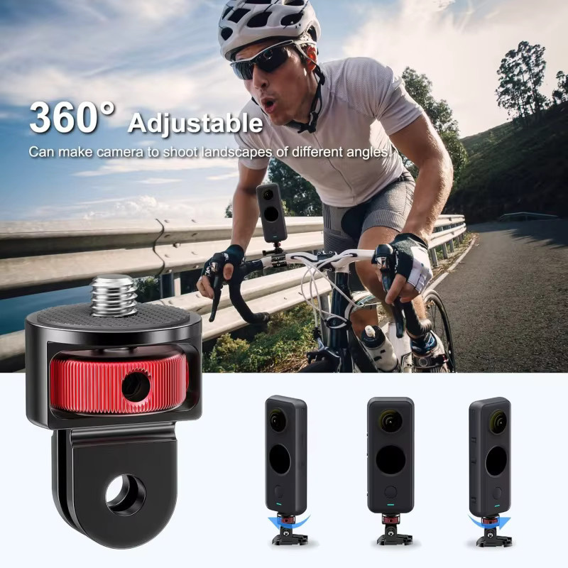 DIXSG 1/4-Zoll Aluminiumlegierung Schraubadapter für Mini-Stative, kompatibel mit GoPro 13 12 11 10 9 8 und Insta360 X5 X4 X3 Action-Kameras sowie Einbeinstativ-Halterungen - Bild 3