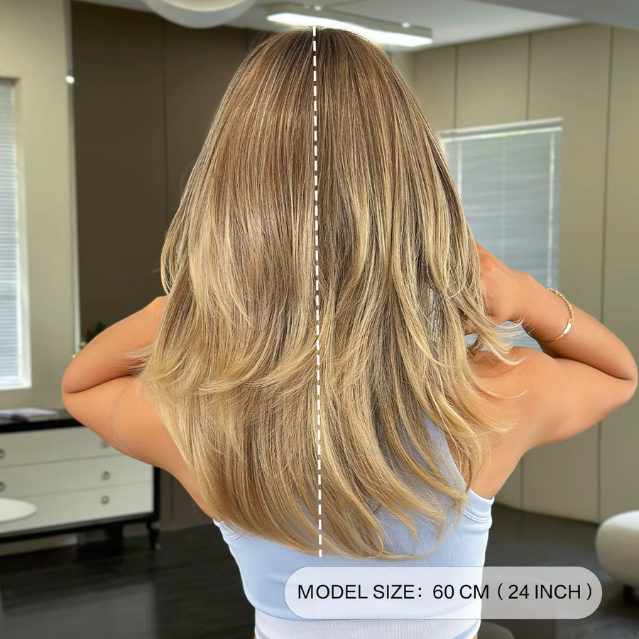 NAMM Perücke, lange wellige blonde Haare mit Pony, Damen - Bild 3